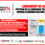LANCEMENT MONDIAL DE LA PETITION DE LA CAMPAGNE TB33%.